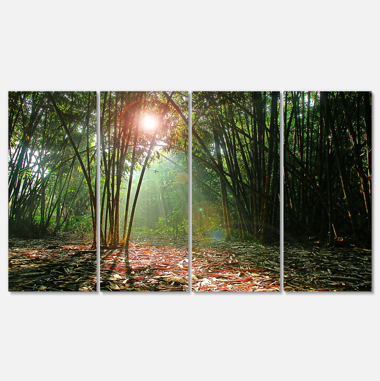 Designart - Amazing Green Forest at Sunset - Landscape Canvas Art Print